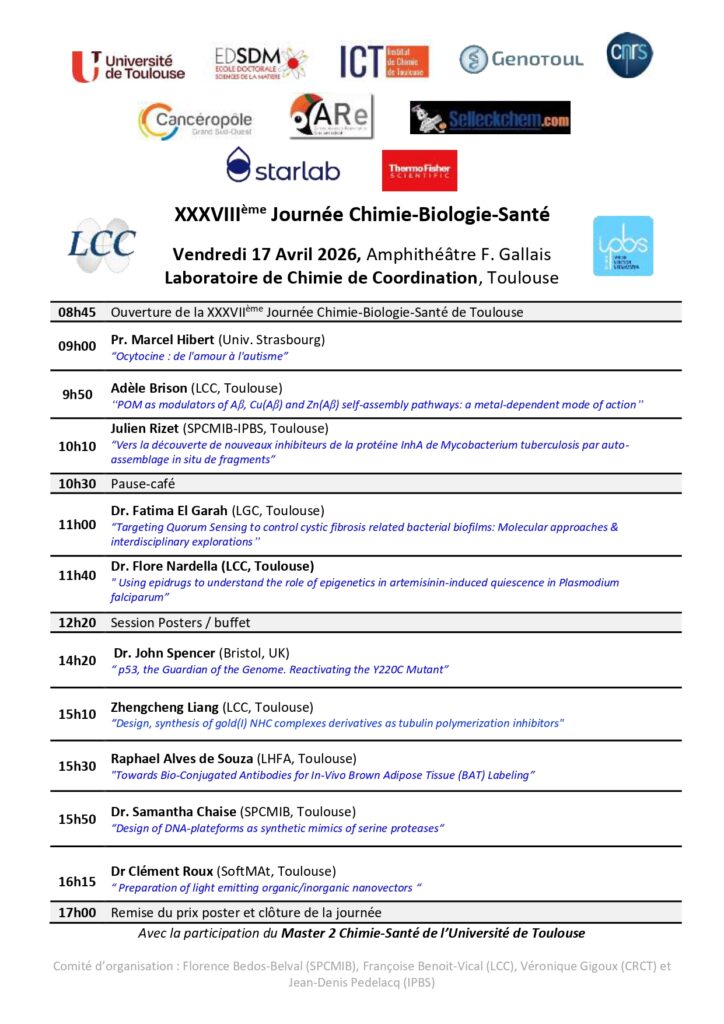 Workshop XXXVIIIème Journée Chimie-Biologie-Santé